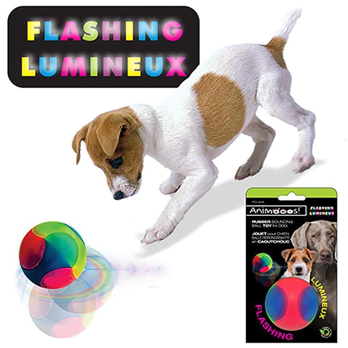 Animooos Dog Toy Flashing Rubber Bouncing Ball 2.5in