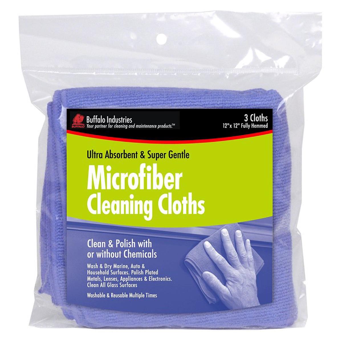 Buffalo Cleaning Cloth, 12 in L, 12 in W, Polyester/Polyamide, Blue (64000)