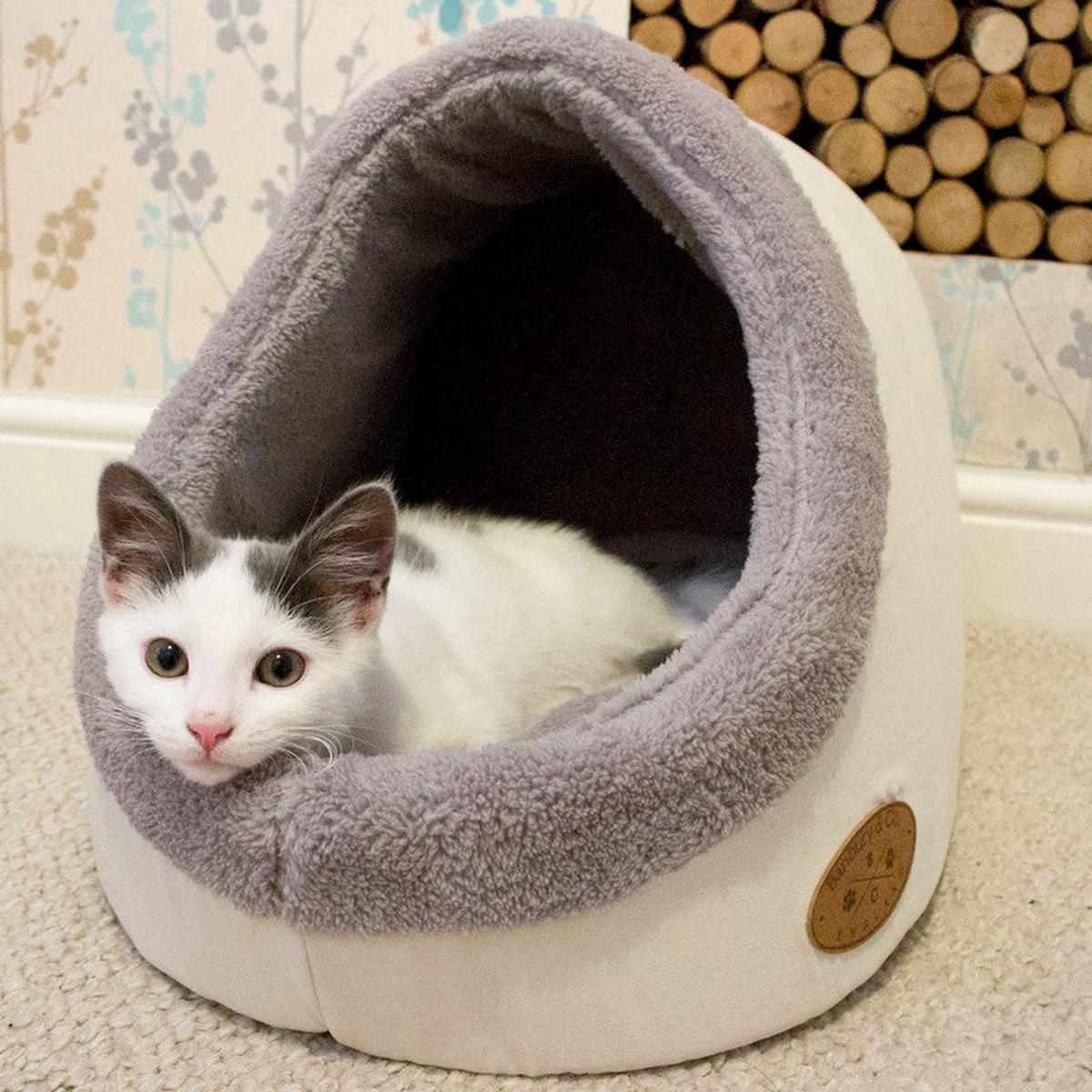 Cat Igloo Cream Faux Fur 47cm by Banbury