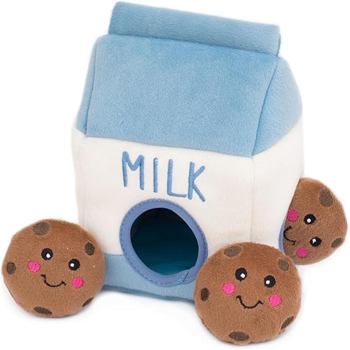 Interactive Dog Toy,Dog Puzzle Toy ,Hide & Seek Plush Squeaky Toy for Small & Medium Dogs, Milk & Interactive Dog Ball