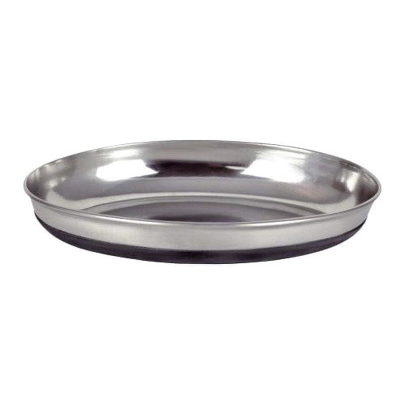 Ourpets Rubber Bonded Bottom Oval Cat Bowl – Silver