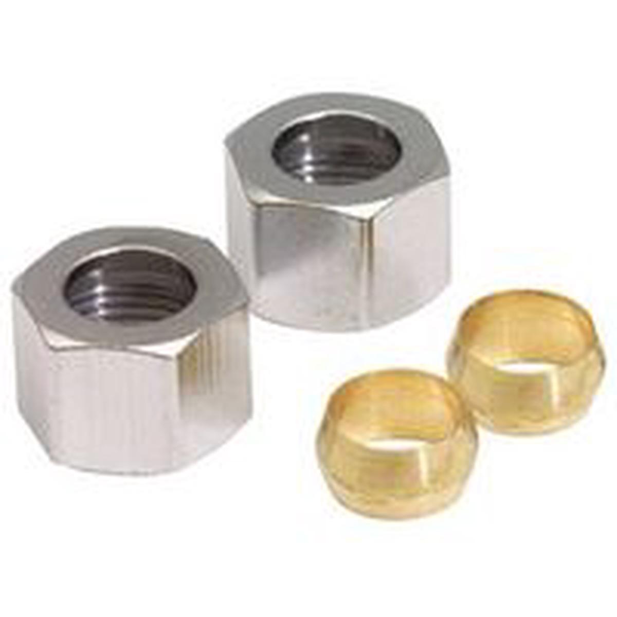 Plumb Pak 2PK CMP Nut/Sleeve, 3/8 in, Brass, Chrome (PP81PC)
