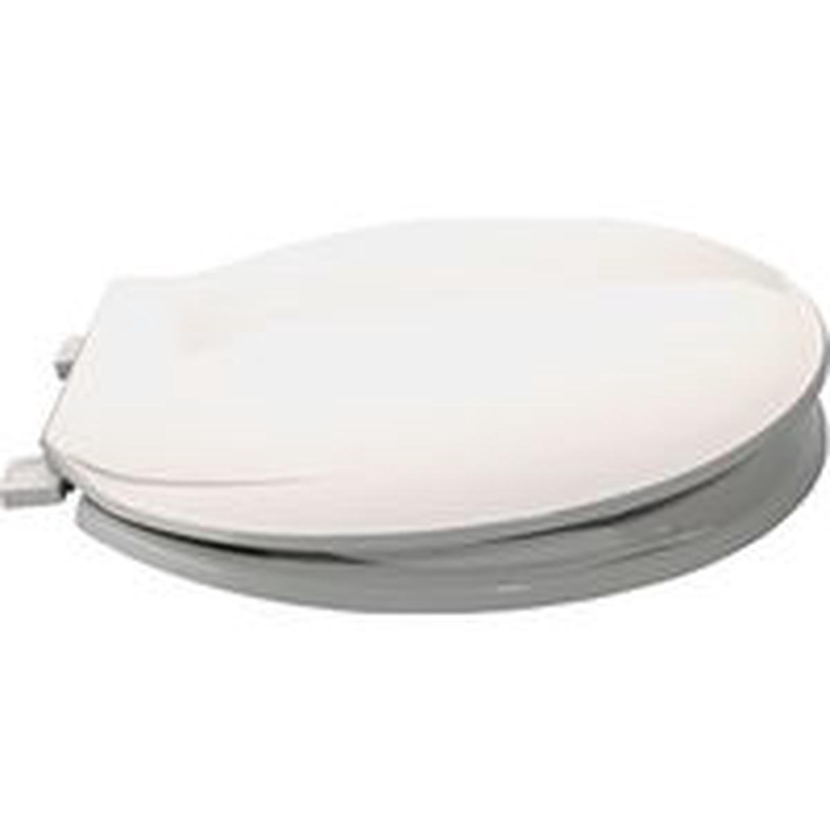 ProSource Round Toilet Seat, Plastic, White, Plastic Hinge (KJ-883A1-WH)