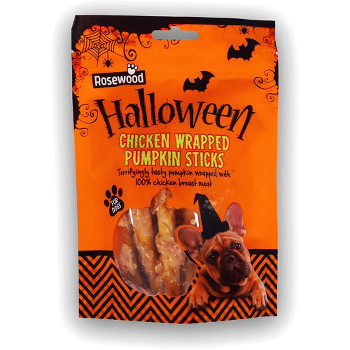 Rosewood Chicken Wrapped Pumpkin Stick Halloween Dog Treats 100g