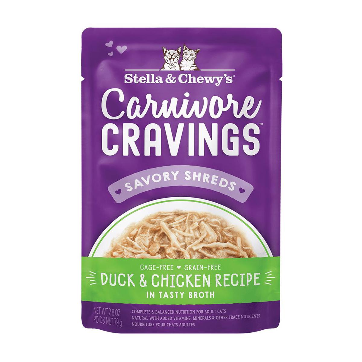 Stella & Chewy's American Cat Wet Food - Carnivore Flavor Pack - Free Range Duck + Shredded Chicken Formula for Adult Cats 2.8 oz