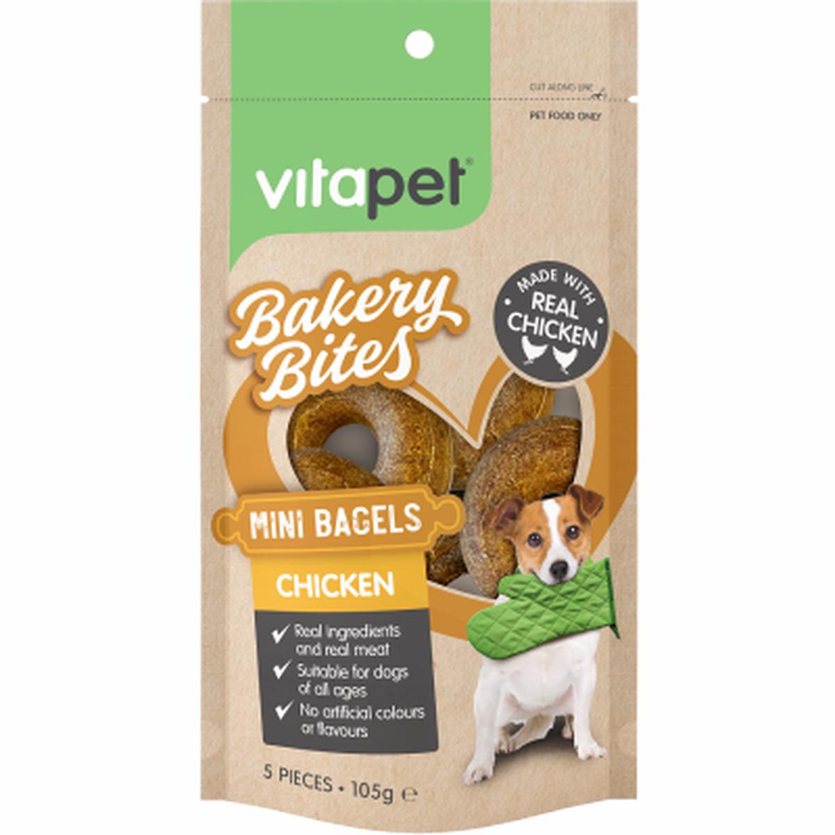 VitaPet Bakery Bites Chicken Mini Bagels Dog Treats 5pk