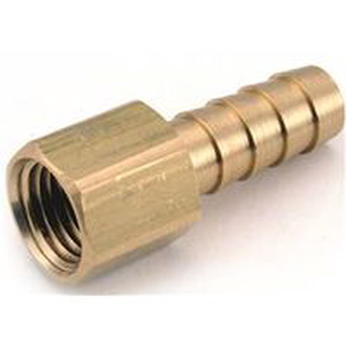 Anderson Metals 129F Series Hose Adapter, 1/2 in Barb, 1/4 in FPT, Brass