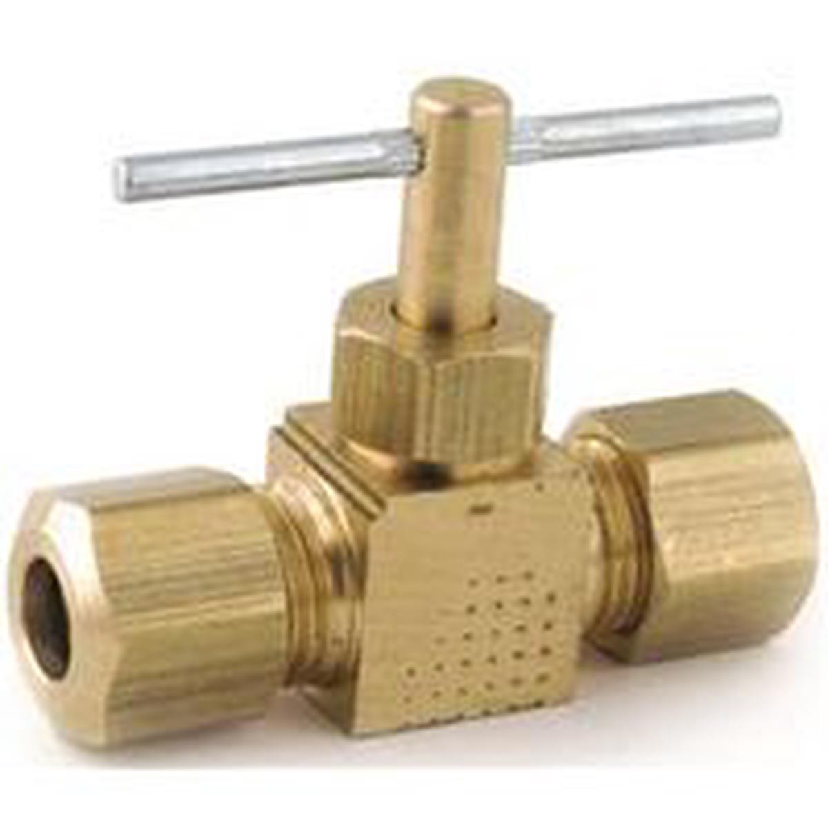 Anderson Metals Straight Needle Shut-Off Valve 1/4 in Connection Compression Brass Body (759106-04)
