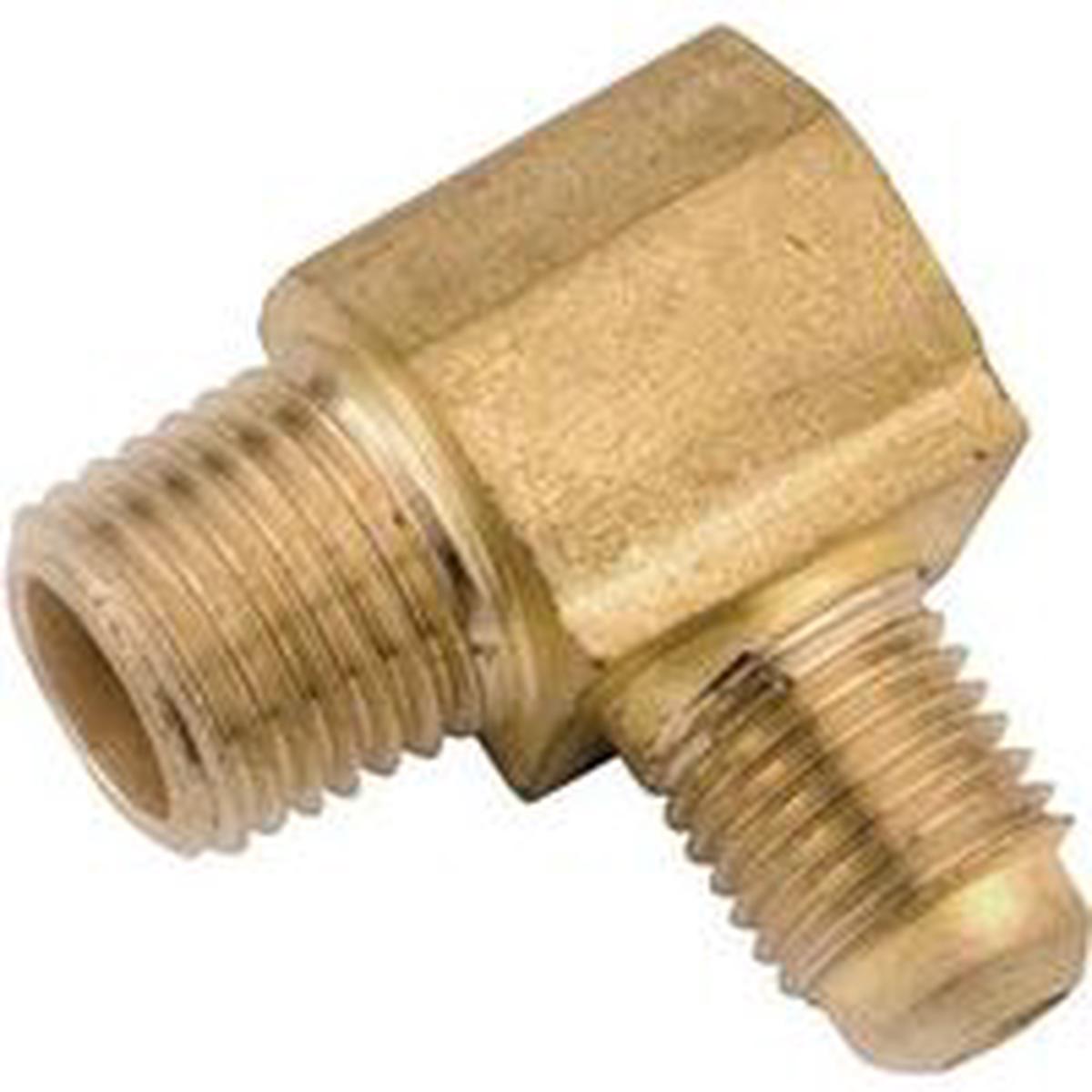 Anderson Metals Tube Elbow, 1/2 in Flare x Male, 90 Deg Angle, Brass, 750 psi Pressure