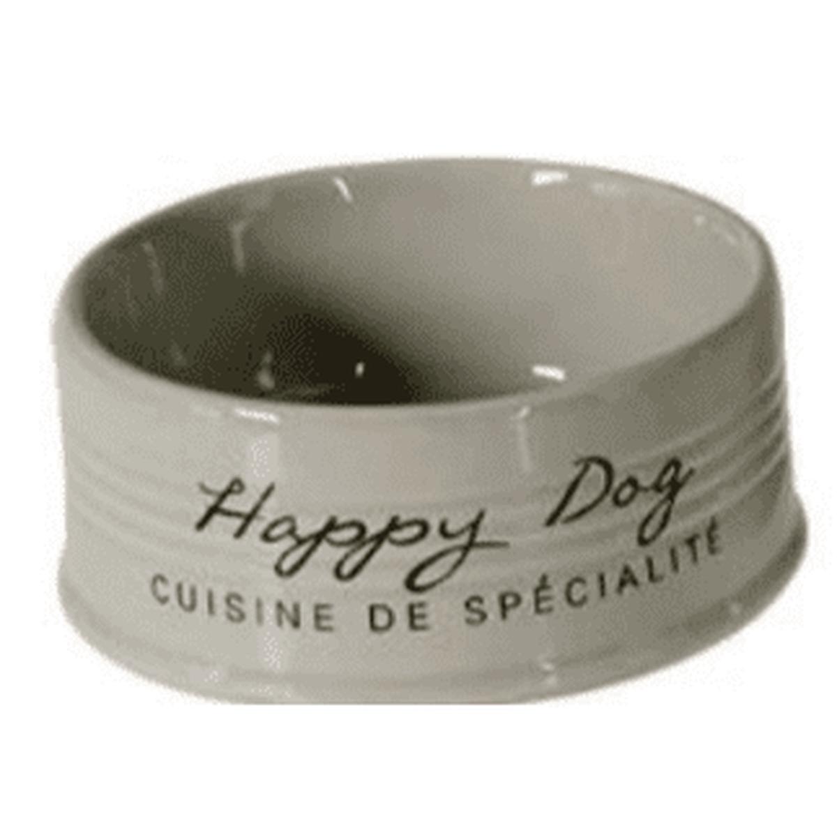 Duvo+ Ceramic Stone Happy Dog Feeding Bowl – 10.5cm