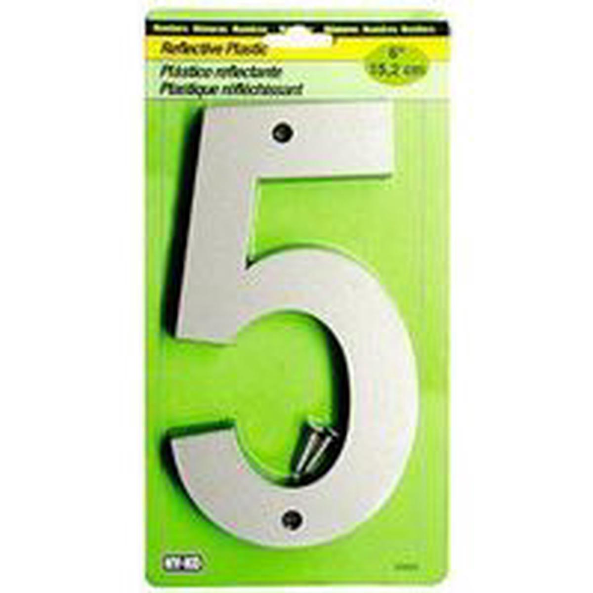 Hy-Ko 30800 Series Reflective Sign, 6 in H Character, Black/Silver, Plastic (30805)