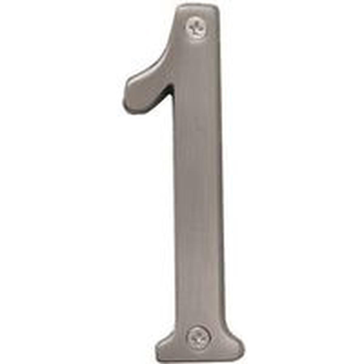Hy-Ko Prestige Series House Number, Character: 1, 4 in H, Nickel, Brass (BR-43SN/1)
