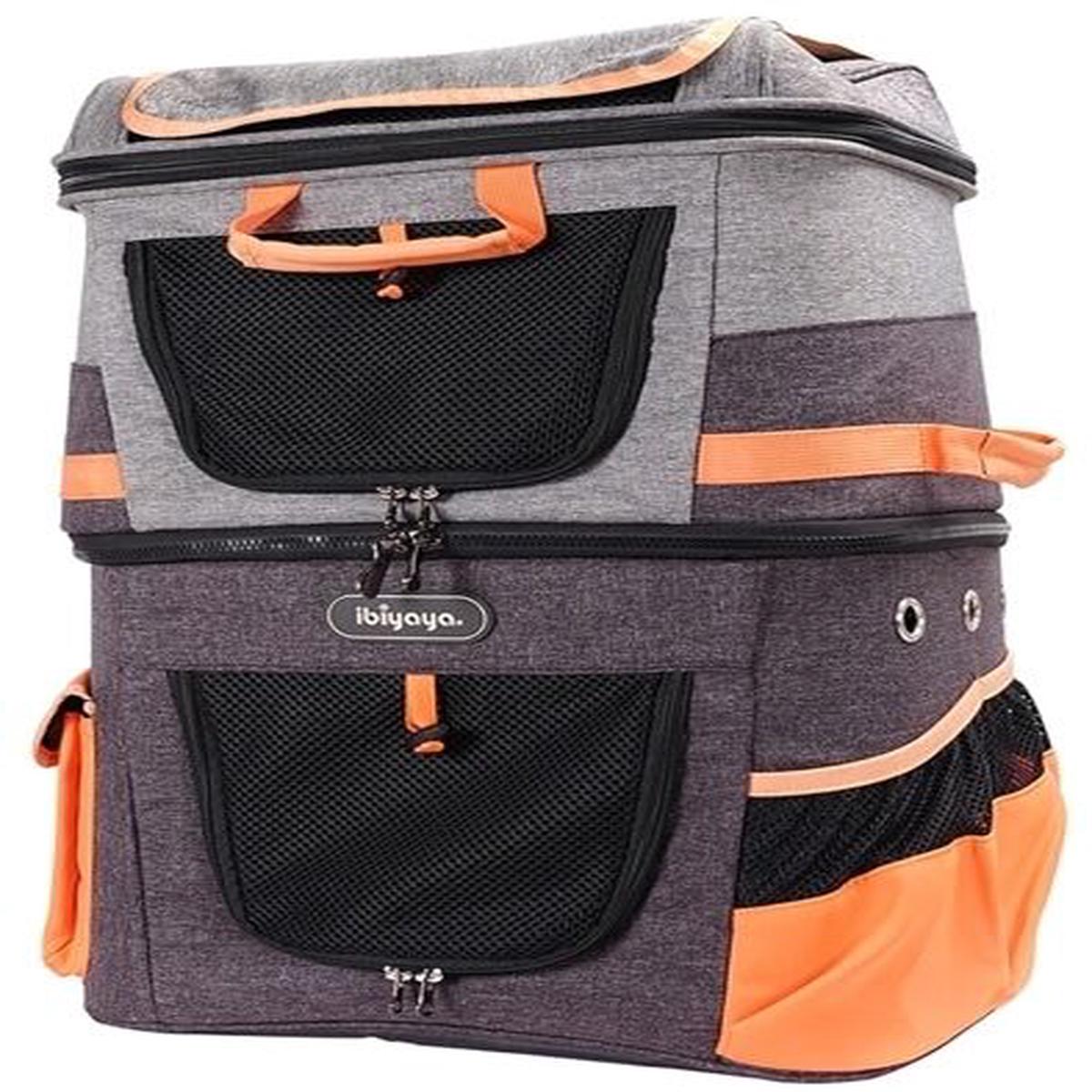 IBIYAYA Bunk Bed Pet Sharing Bag – Orange Gray