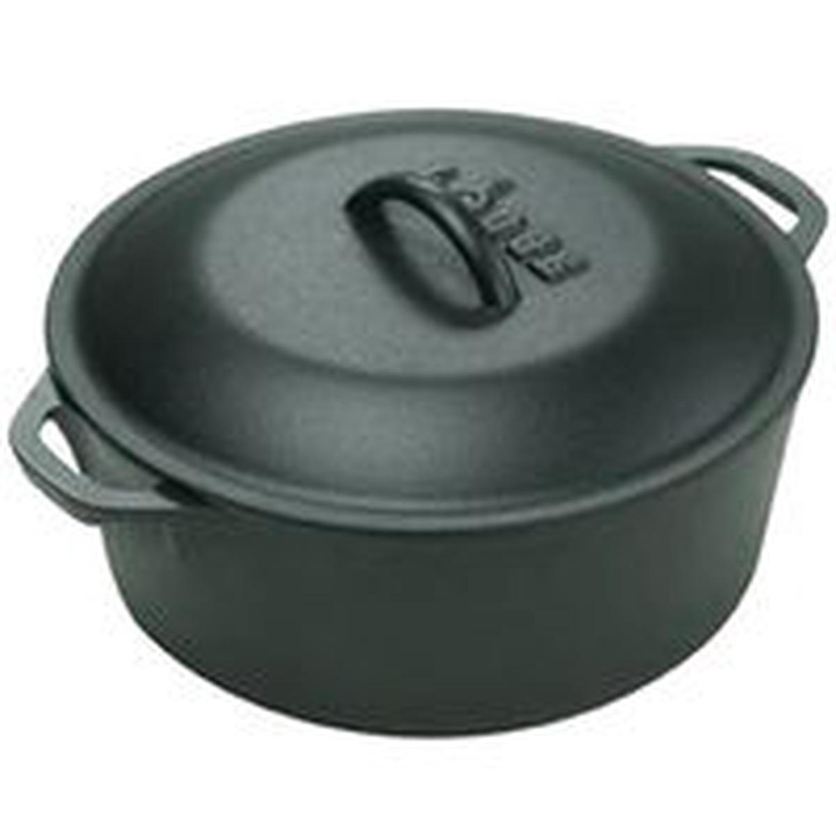 Lodge Dutch Oven, 5 Qt Capacity, Iron, Black, 10-1/4 in Dia, Loop Handle (L8DOL3)