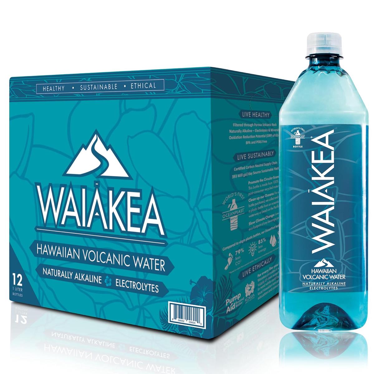 Waikea – Hawaiian Volcanic Water – Naturally Alkaline Water – pH Range 7.6 to 8.2 – All Natural Minerals & Electrolytes – 100% Recycled Water Bottles – Bottled Water 24 Pack – 16.9 Fl Oz, 500 mL – 33.