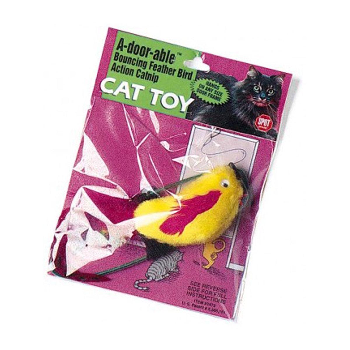 A-Door-Able Plush Bird Cat Toy Bouncing Multi-Color 4.5 in