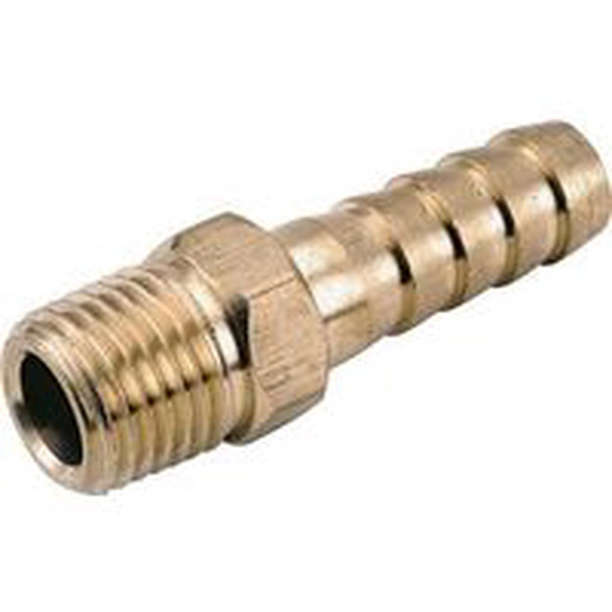 Anderson Metals 129 Series Hose Adapter, 1/2 in Barb, 3/4 in MPT, Brass