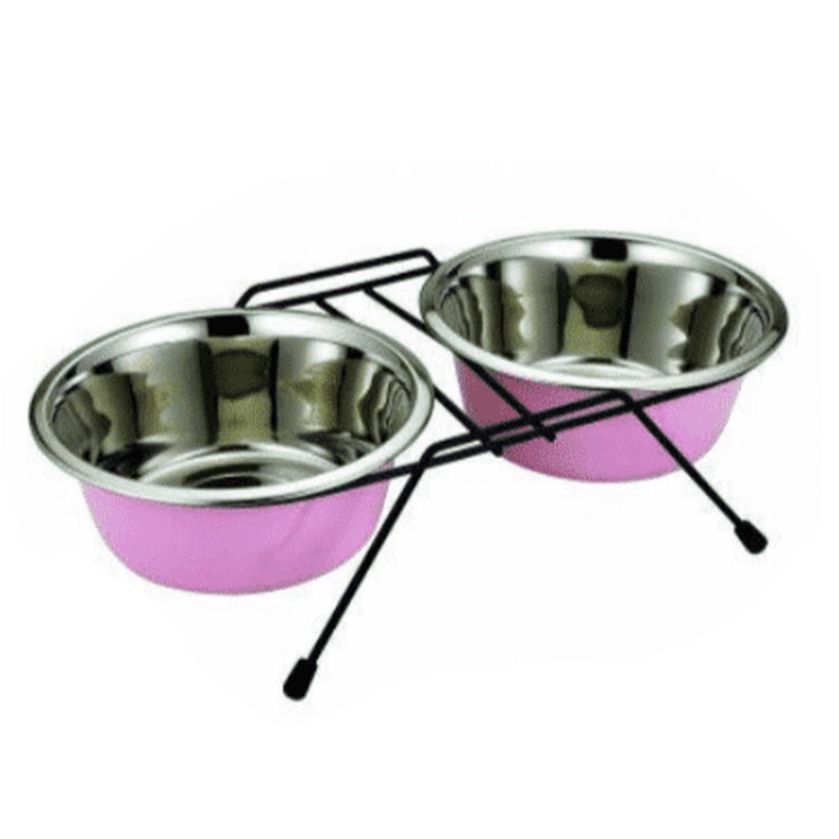 Duvo+ Dinner Set Stand with Bowls – Pink – 240ml 11×3.5cm – 24cm