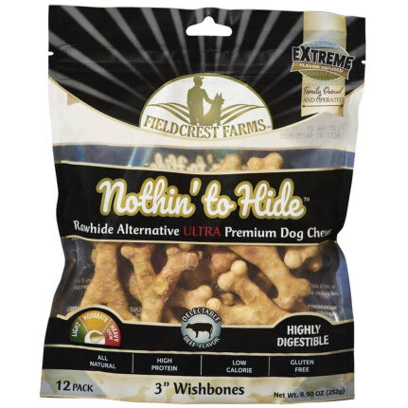 Fieldcrest Farms Nothin’ To Hide Beef Ultra 3″ Wish Bone Dog Chews – 12 pk
