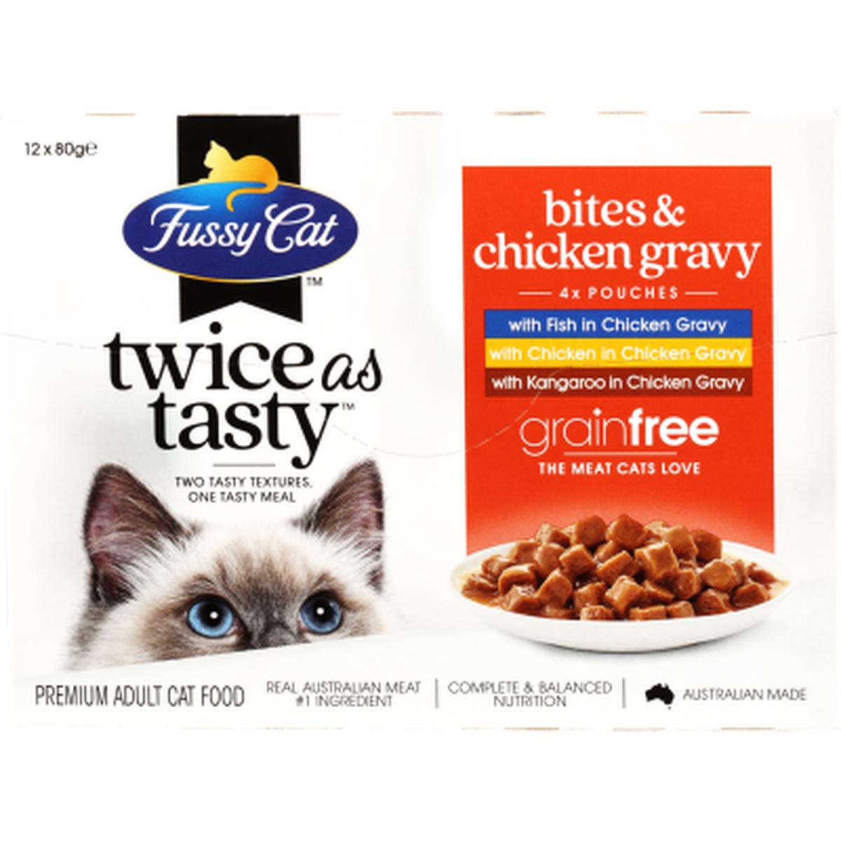 Fussy Cat Twice As Tasty Chicken Gravy Wet Cat Food Bites 12pk