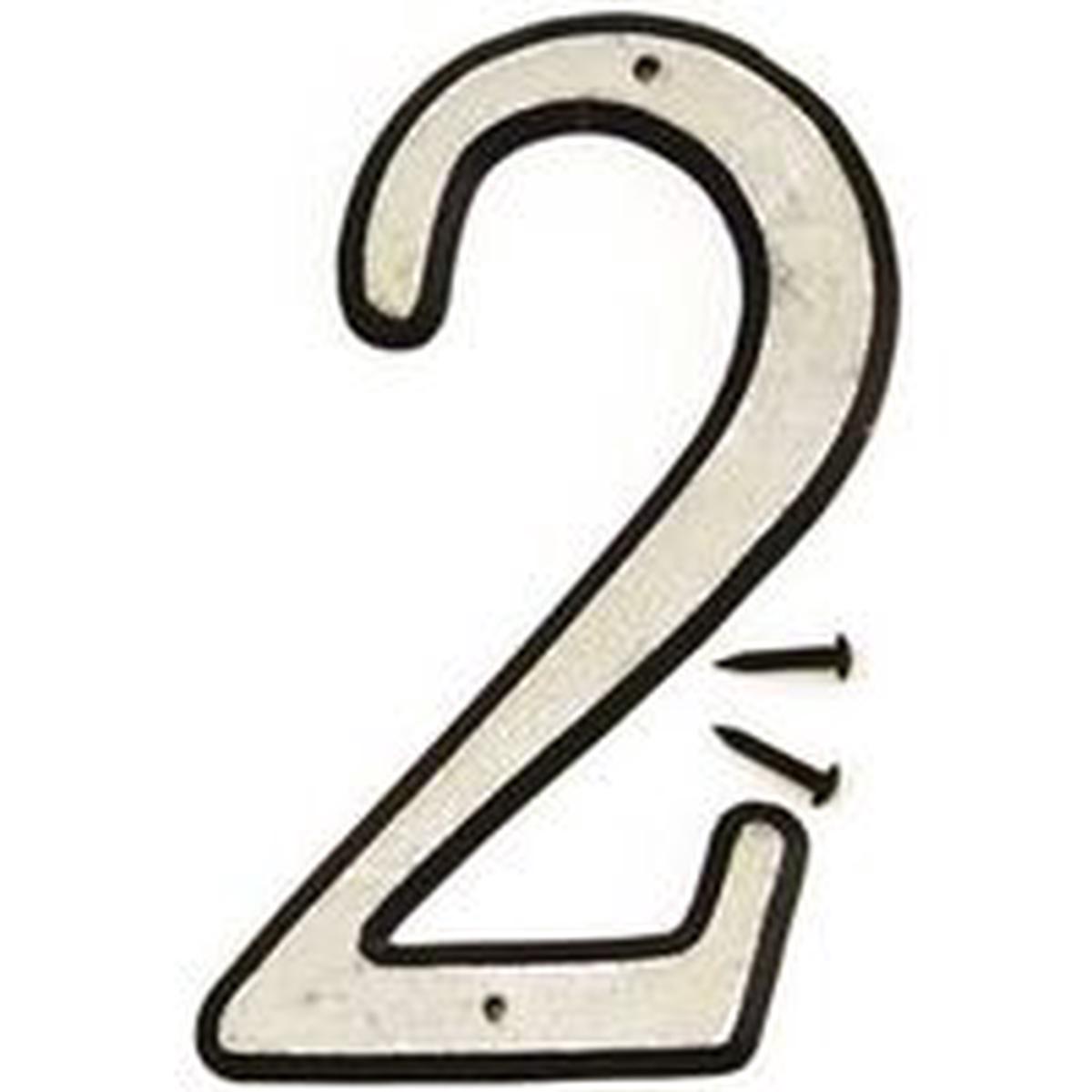 Hy-Ko 30600 Series House Number 2, 4 in H, Black/White, Plastic (30602)