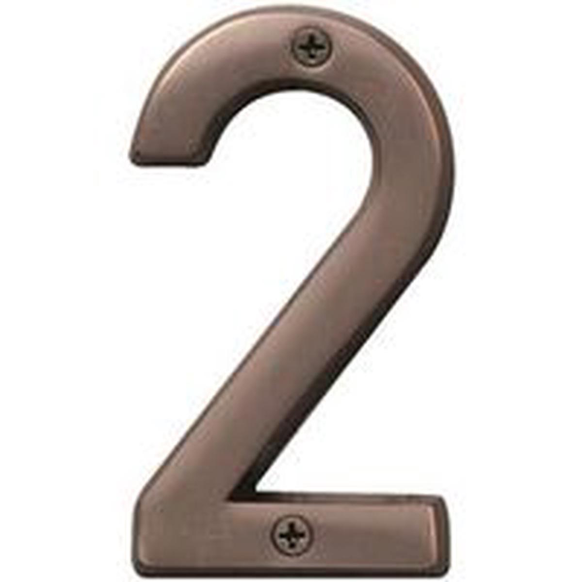 Hy-Ko Prestige Series House Number 2, 4 in H, Bronze, Solid Brass (BR-42OWB/2)