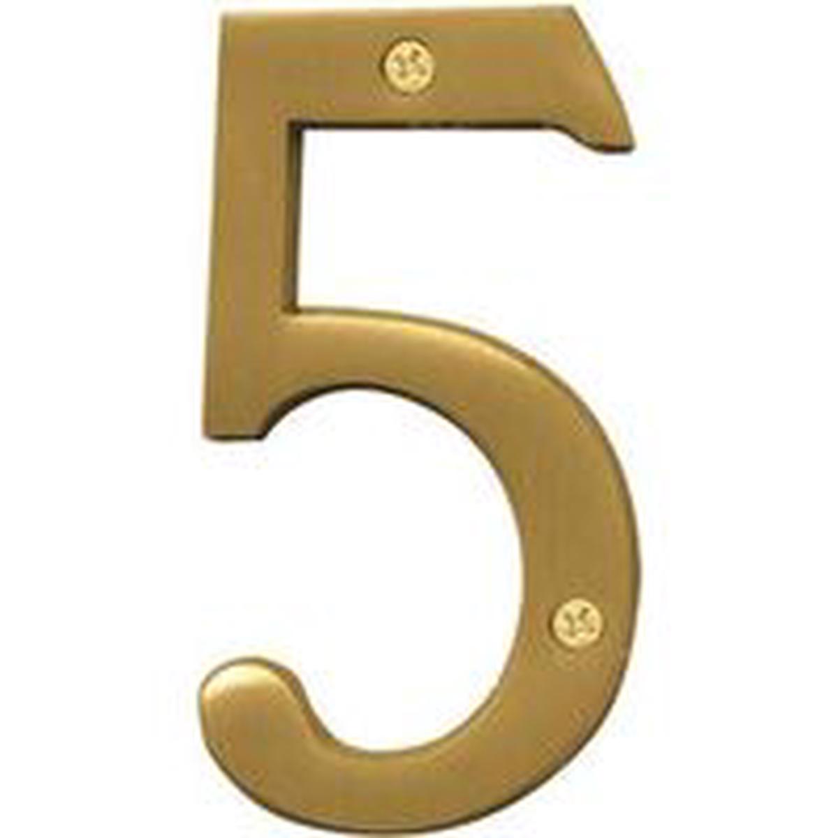 Hy-Ko Prestige Series House Number 5, 4 in H, Solid Brass (BR-43BB/5)
