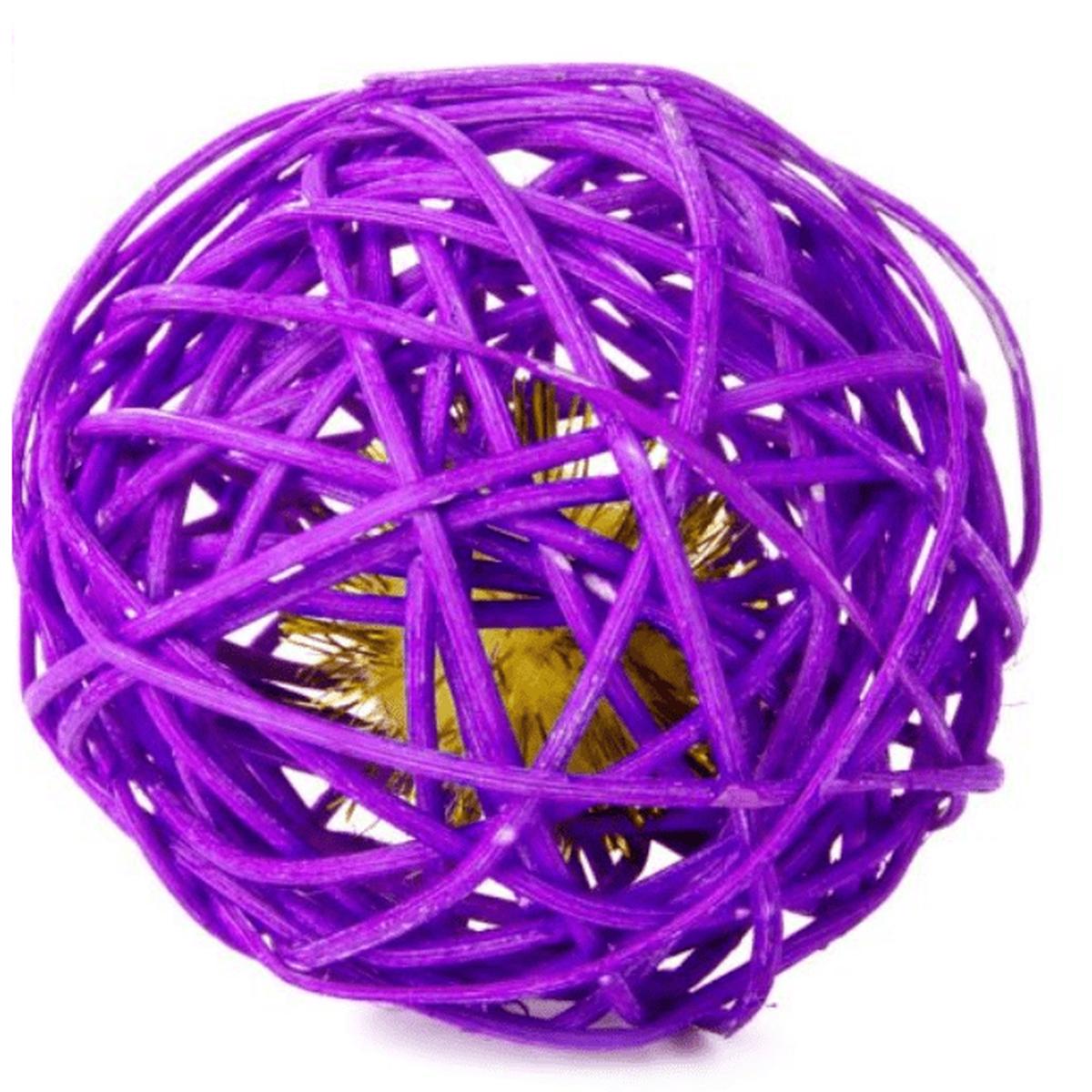 JK Animals Rattan Ball with Bell 6cm – Purple