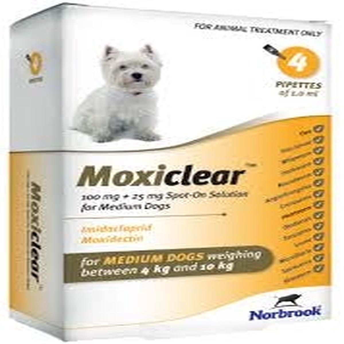 Moxiclear Medium Dog 4kg-10kg – 4 Pipettes