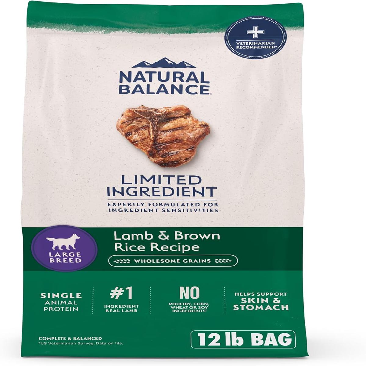Natural Balance Limited Ingredient Large Breed Adult Dry Dog Food with Healthy Grains, Lamb & Brown Rice Recipe, 26 Pound (Pack of 1) – 12 Pound (Pack of 1) | Lamb & Brown Rice