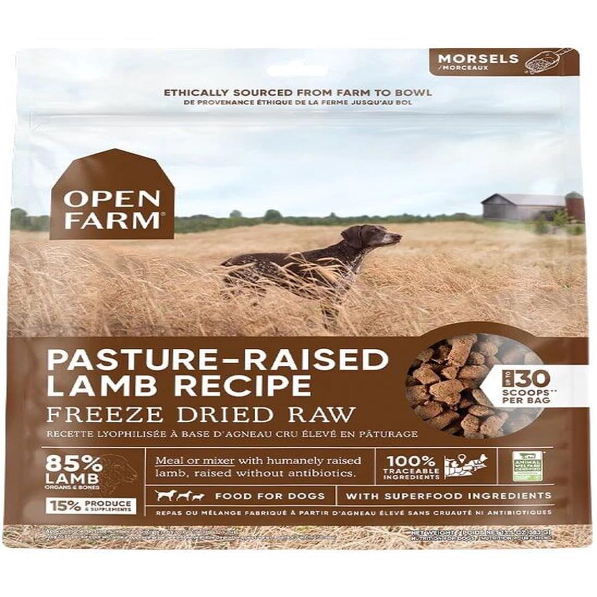 OPEN FARM American Dry Dog Food – Freeze-Dried – Free Range Lamb Formula 13.5oz