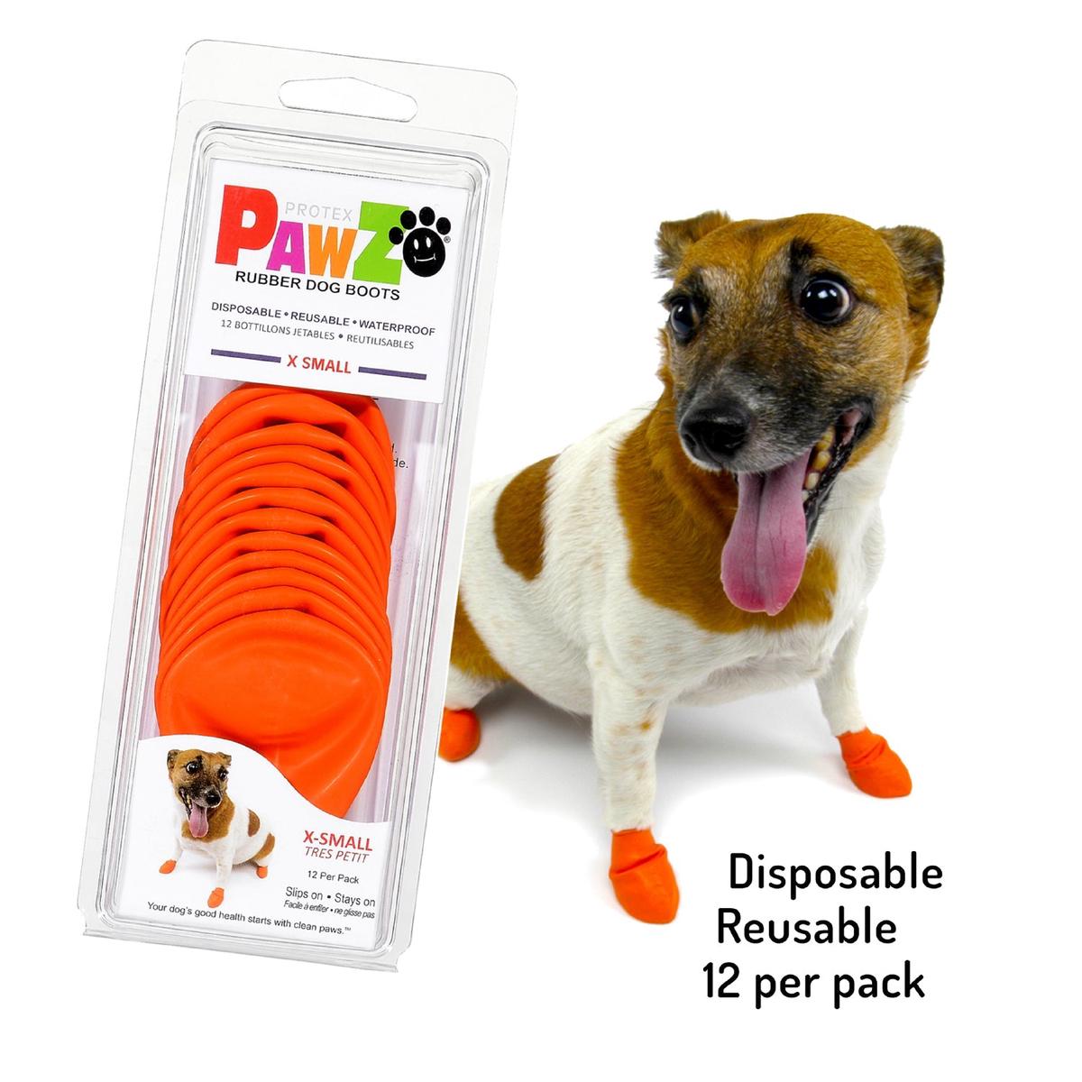 Pawz Dog Rubber Boots – XS, Orange, 12 Ct