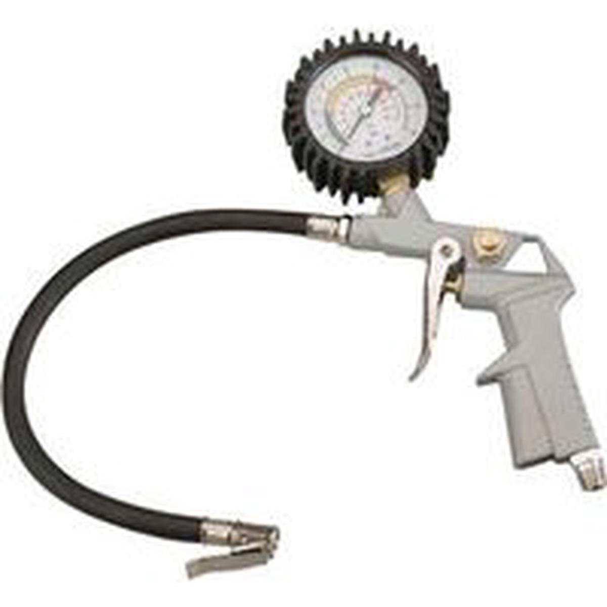 ProSource Tire Inflator with Gauge, 0 to 220 psi Pressure, Die-Cast Metal, Gray (DQ1103L)