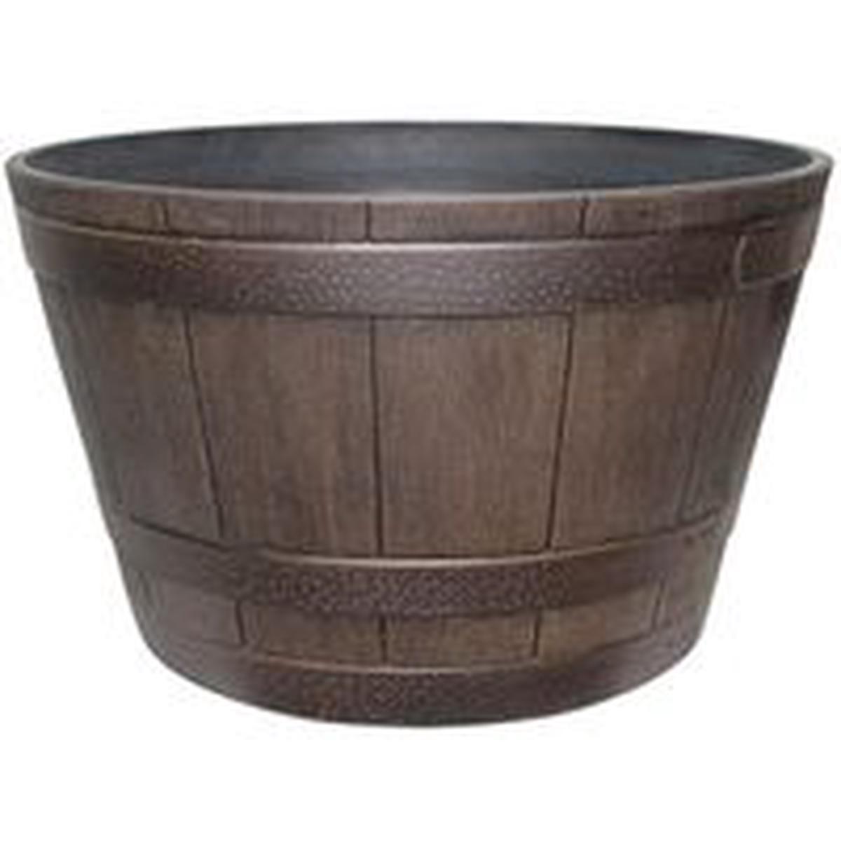 Southern Patio Planter, Round, Whiskey Barrel Design, Resin, 13.04 in H, 22.24 in W, 22.2 (HDR-055464)