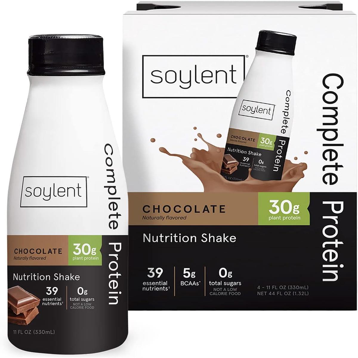 Soylent Vanilla High Protein Shake, 30g Complete Protein, Vegan, Dairy Free and 0g Sugar, Ready to Drink Protein Drinks, 11 Oz, 36 Pack – 11 Fl Oz (Pack of 4) | Chocolate