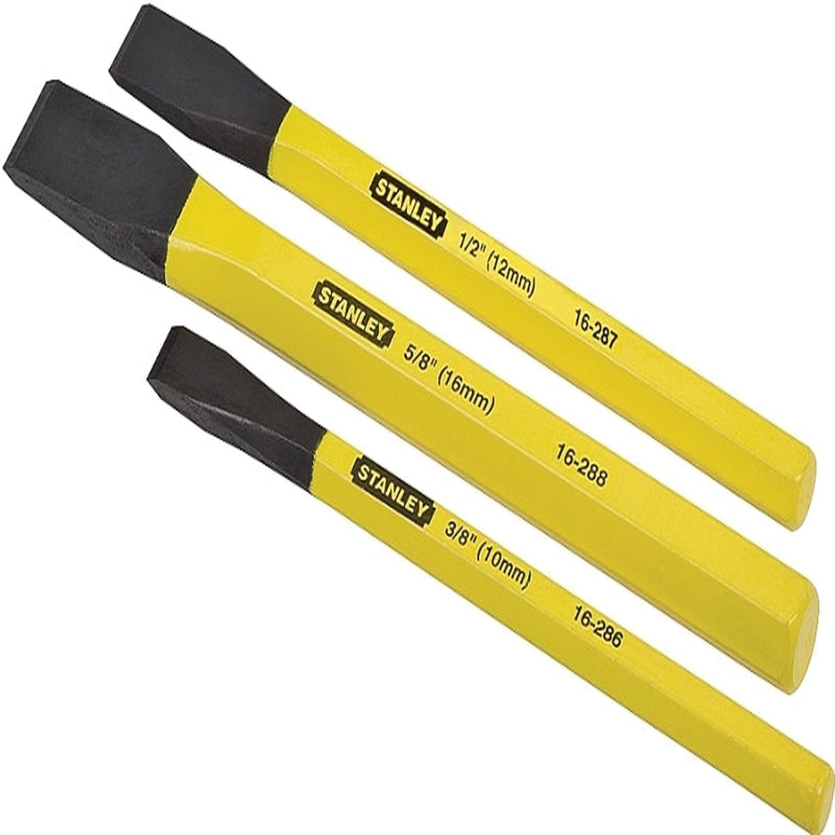 STANLEY 16-298 Cold Chisel Kit, 3-Piece, Powder-Coated, Yellow 6In