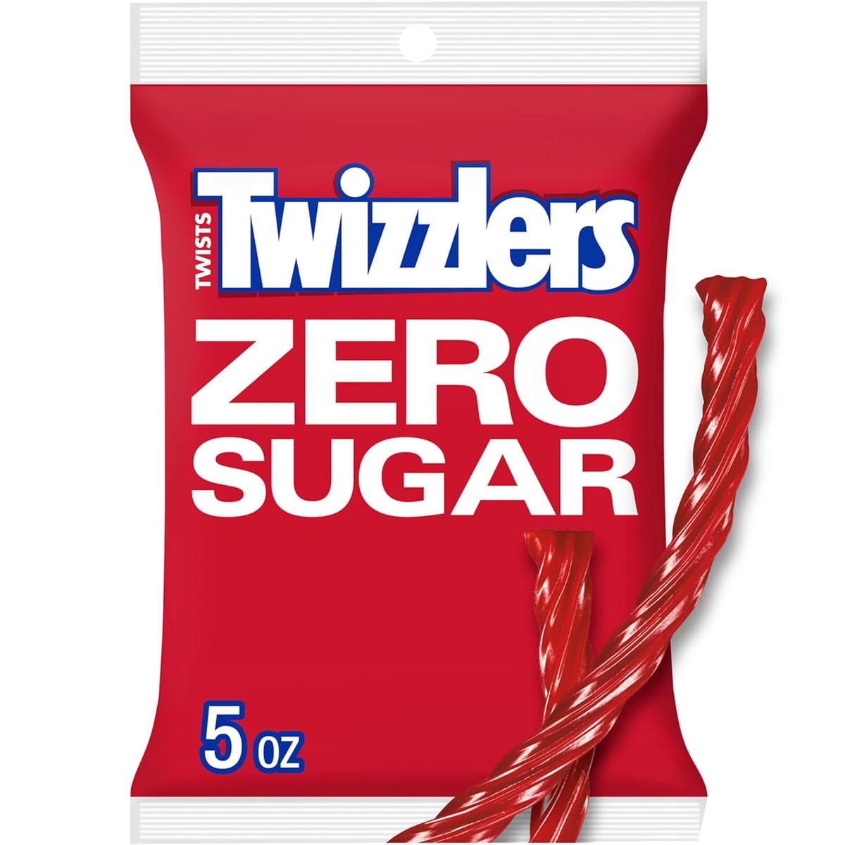 TWIZZLERS Zero Sugar Twists Strawberry Flavored Licorice Style, Chewy Candy Bags, 5 oz (12 Count) – 5 Ounce (Pack of 1) | Sugar Free Strawberry