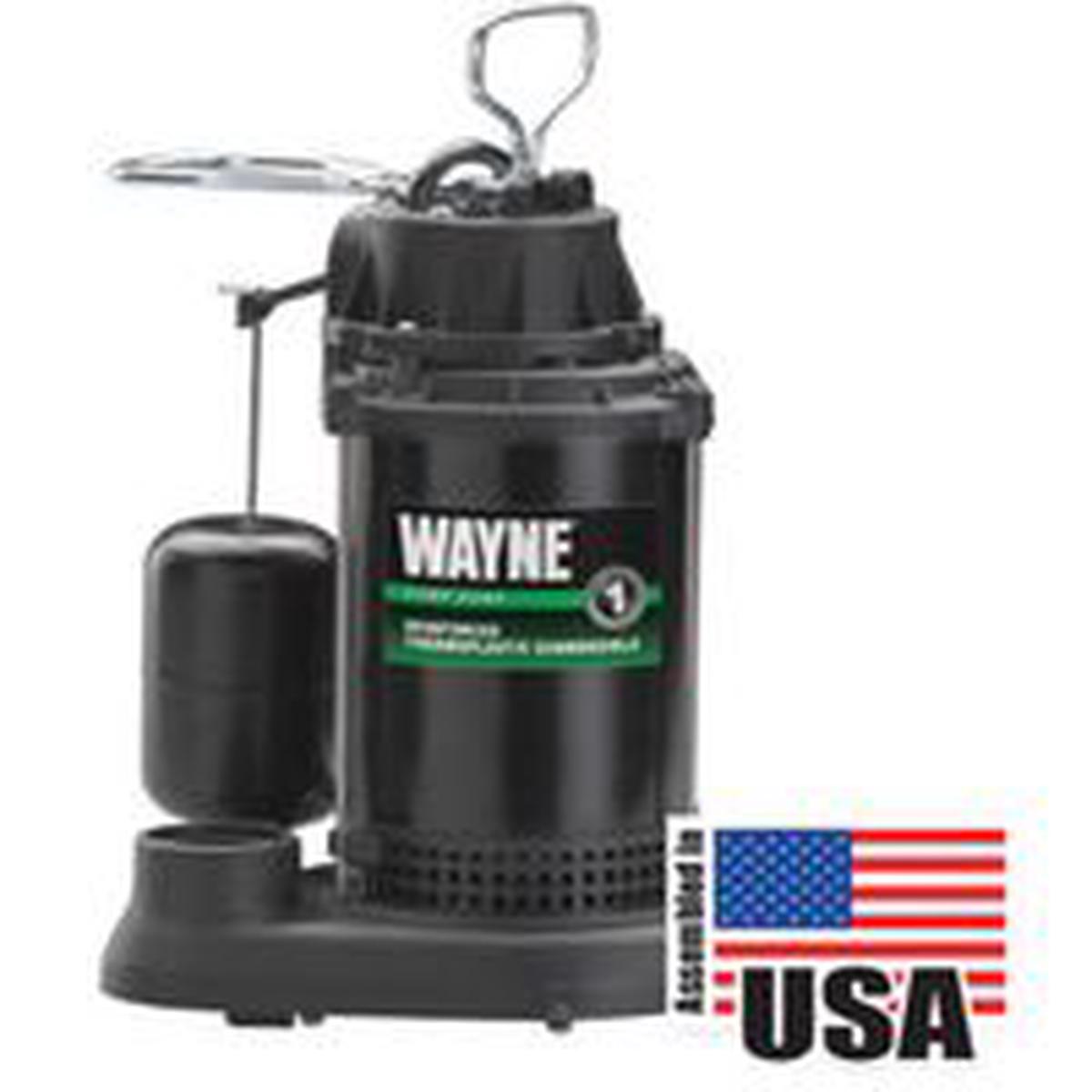 Wayne Sump Pump, 1-Phase, 9.5 A, 120 V, 0.33 hp, 1-1/2 in Outlet, 15 ft Max Head, 3750 gph, Th (SPF33)