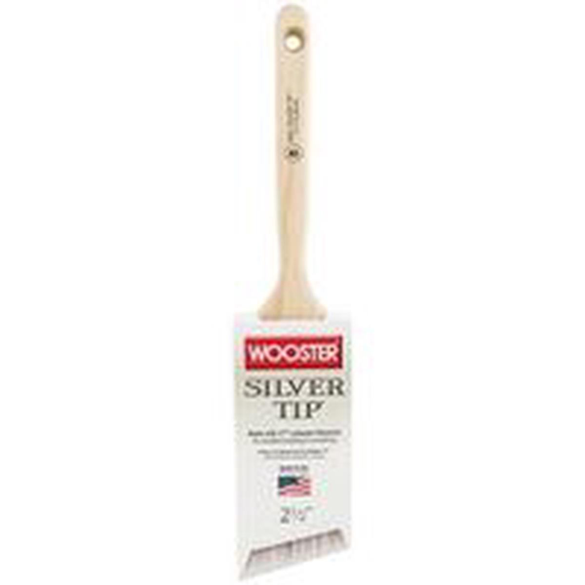 Wooster 5221-2-1/2 Paint Brush, Silver/White, Birch Hardwood Handle, 2-1/2 in W, Polyester Bristle