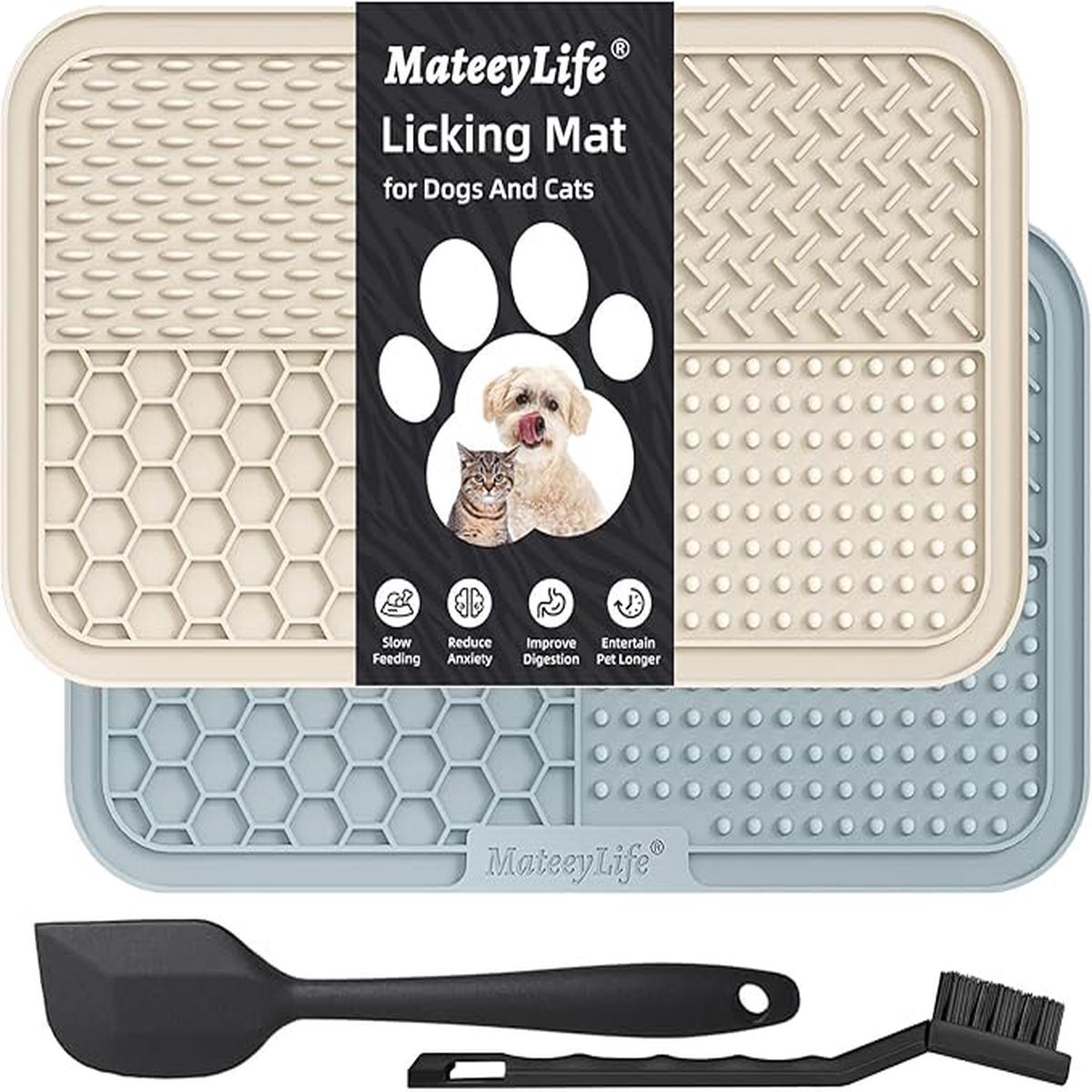 2PCS Large Lick Mat for Dogs | Slow Feeder Bowls & Cat Licking Pad for Anxiety Relief