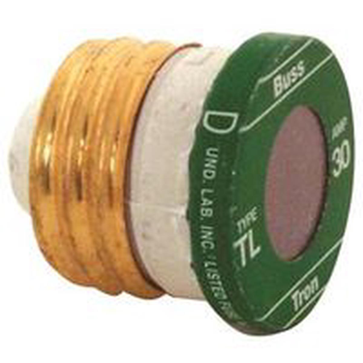 Bussmann Plug Fuse, 30 A, 125 V, 10 kA Interrupt, Time Delay Fuse, 4PK (TL-30)