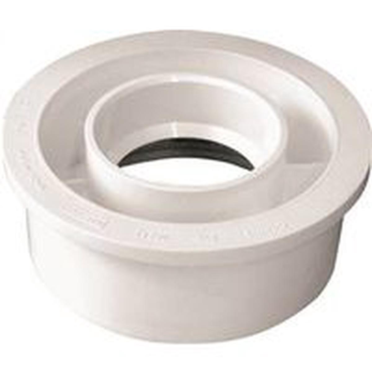 Canplas Reducing Pipe Bushing, 4 x 2 in, Spigot x Hub, PVC, White (192758)