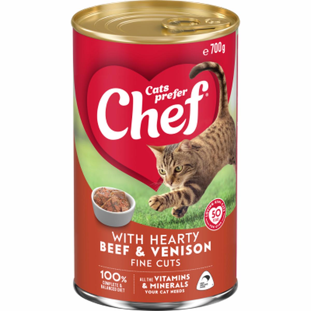 Chef Hearty Beef & Venison Fine Cuts Cat Food 700g