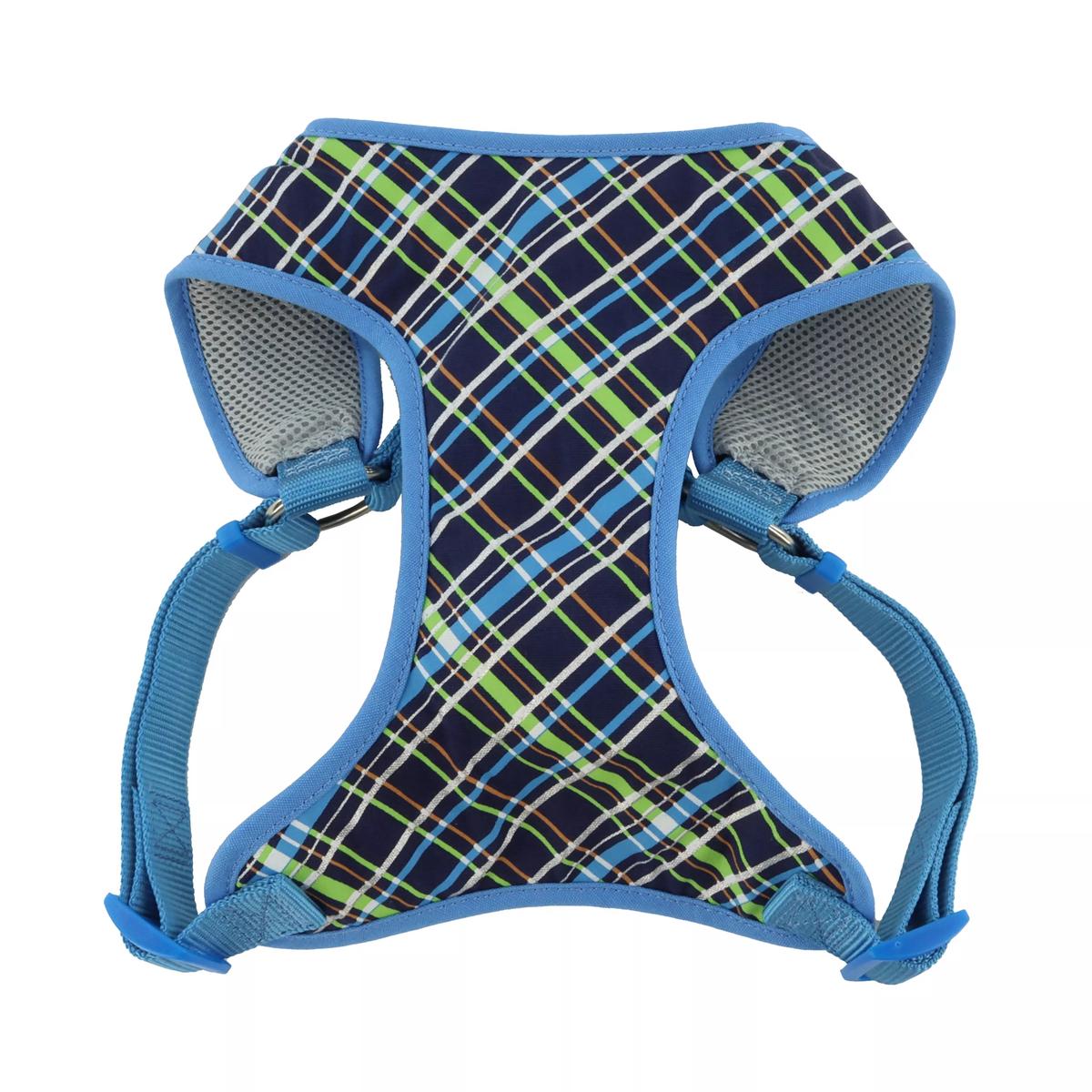 Coastal Pet Products Ribbon Designer Wrap Adjustable Dog Harness – Navy Blue Plaid | X-Small – 5/8″ X 16″-19″