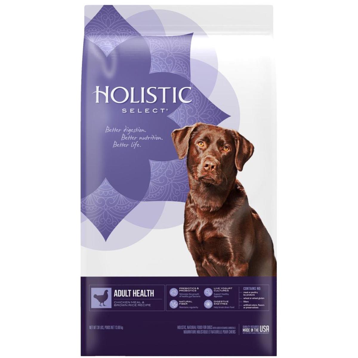 Holistic Select Natural Adult Health Chicken Meal and Brown Rice Recipe Dry Dog Food – 30-lb
