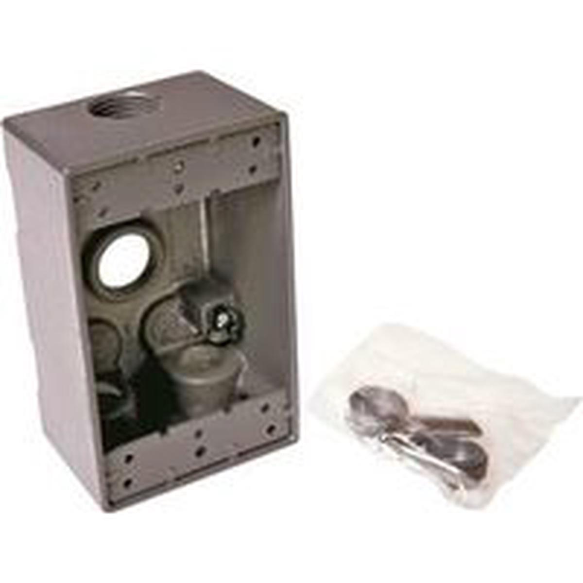 Hubbell Weatherproof Box, 4-Outlet, 1-Gang, Aluminum, Gray (5321-0)