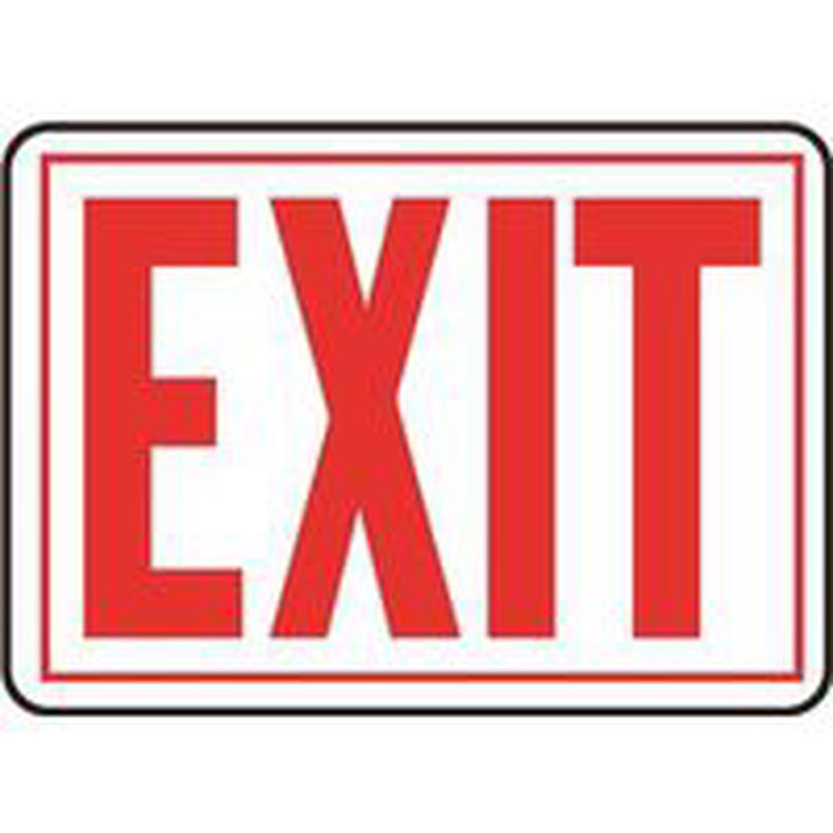 Hy-Ko Exit Sign, Red Legend, Aluminum, 14 in W x 9-1/4 in H (SS-2W)