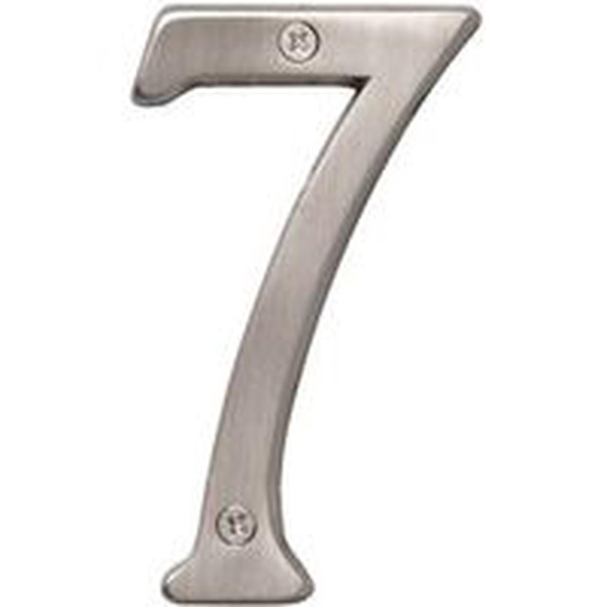 Hy-Ko Prestige Series House Number 7, 4 in H, Nickel, Brass (BR-43SN/7)