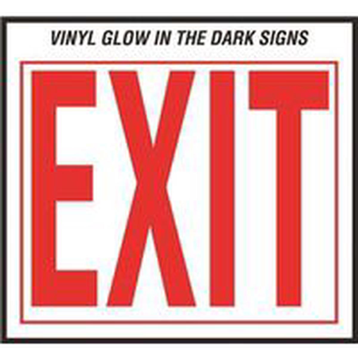 Hy-Ko Safety Sign, Exit, Red Legend, Vinyl, 10 in W x 12 in H (EE-3)