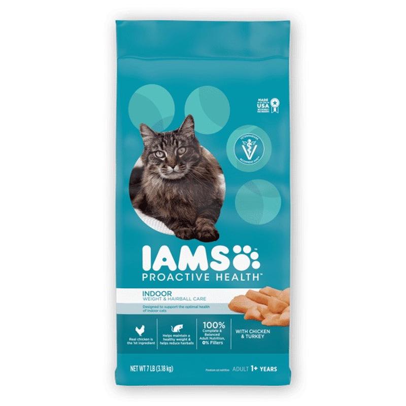 IAMS Proactive Health Indoor Weight & Hairball Care Adult Cat Food – 7 lb